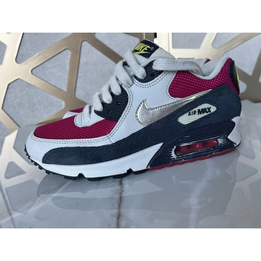 NIKE AIR MAX 90 SPORT FUCHSIA White Women SZ 7 325213-606 Sneakers Shoes - Picture 5 of 12